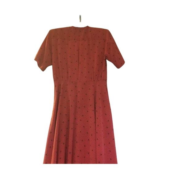 Vintage Liz Claiborne Red BLack Polka Dots Flare Dress Button Up Petite Sz 6 - Picture 7 of 8